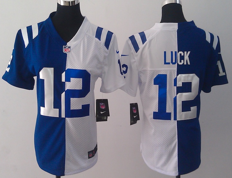 Women Nike Indianapolis Colts #12 Luck Half and Half Jersey