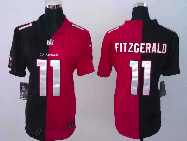 Women Nike Arizona Cardinals #11 Fitzgerald Half and Half Jersey