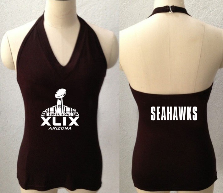 Women NFL Seattle Seahawks Superbowl Black Tank Top