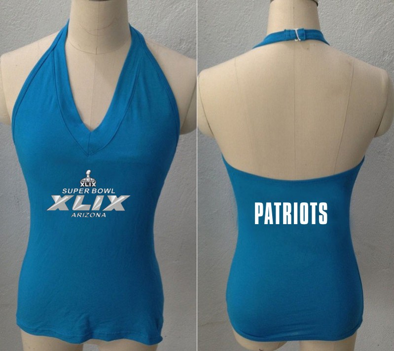 Women NFL New England Patriots Superbowl Tank Top L blue