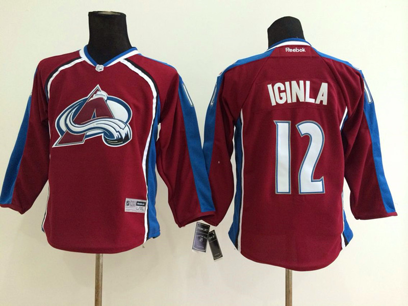 Kids NHL Colorado Avalanche #12 Iginla Red Jersey