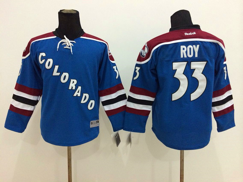 Kids NHL Colorado Avalanche #33 Roy Blue Jersey