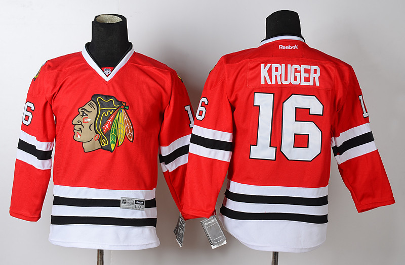 Kids Chicago Blackhawks #16 Kruger Red Jersey