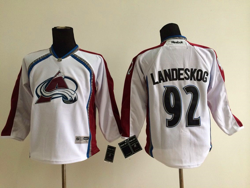 Kids NHL Colorado Avalanche #92 Landeskog White Jersey