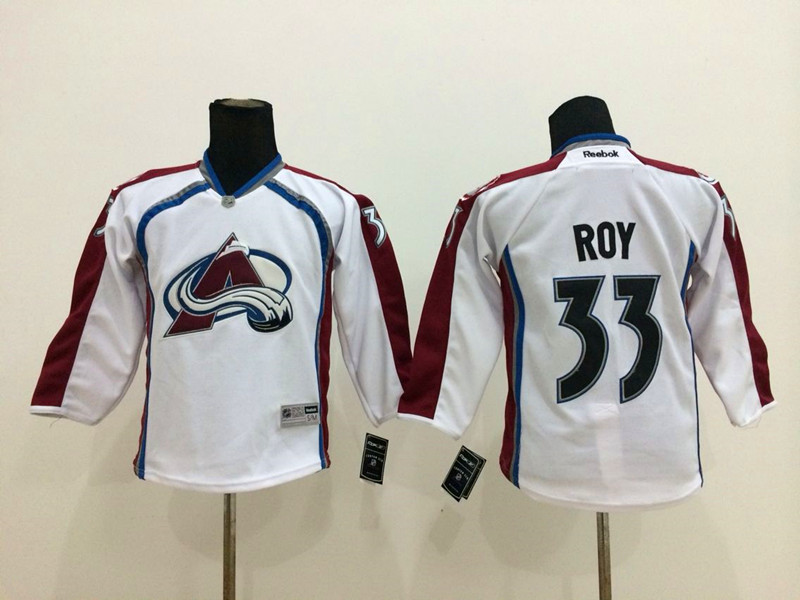 Kids NHL Colorado Avalanche #33 Roy White Jersey