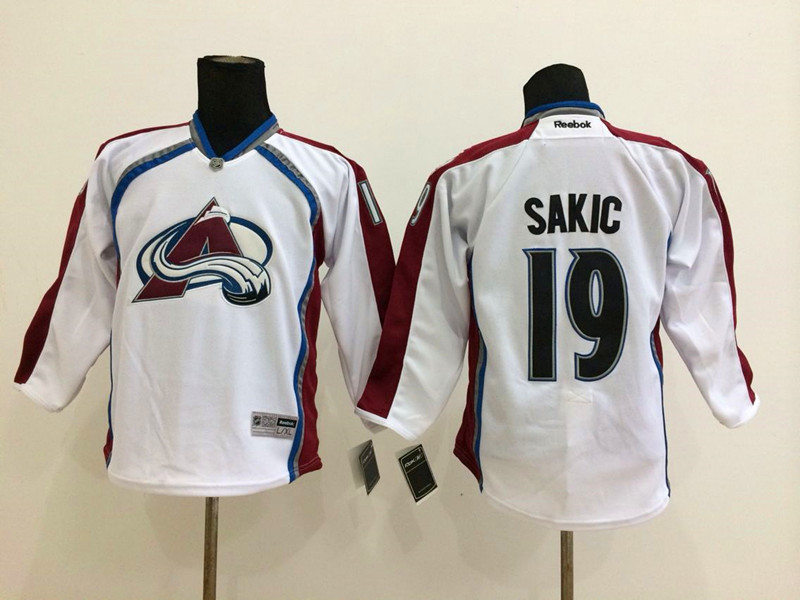 Kids NHL Colorado Avalanche #19 Sakic White Jersey