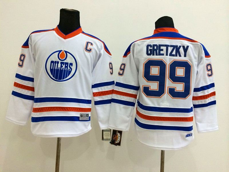Youth NHL Edmonton Oilers #99 Gretzky White 2015 Jersey