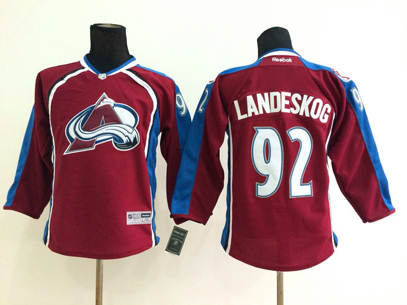 Kids NHL Colorado Avalanche #92 Landeskog Red Jersey