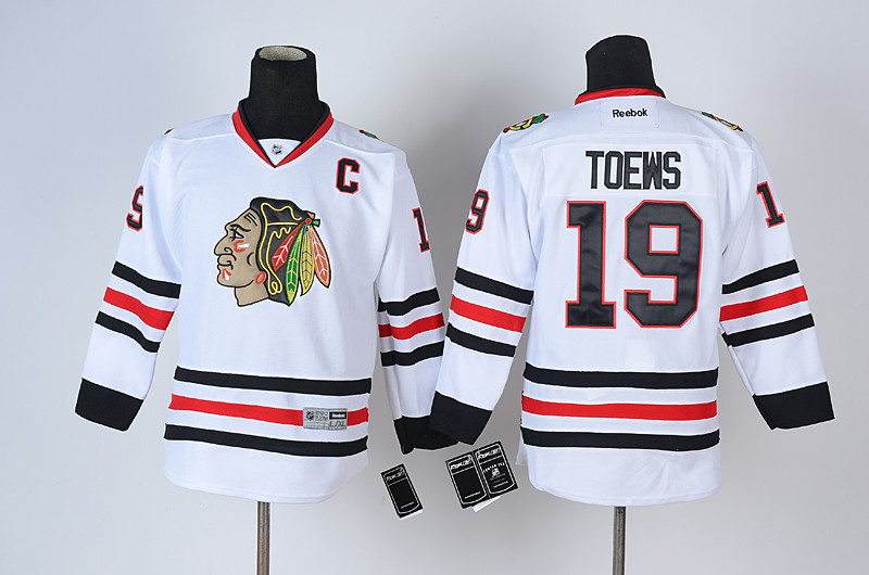 Kids Chicago Blackhawks #19 Toews White Jersey