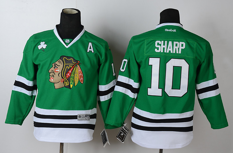 Kids Chicago Blackhawks #10 Sharp Green Jersey