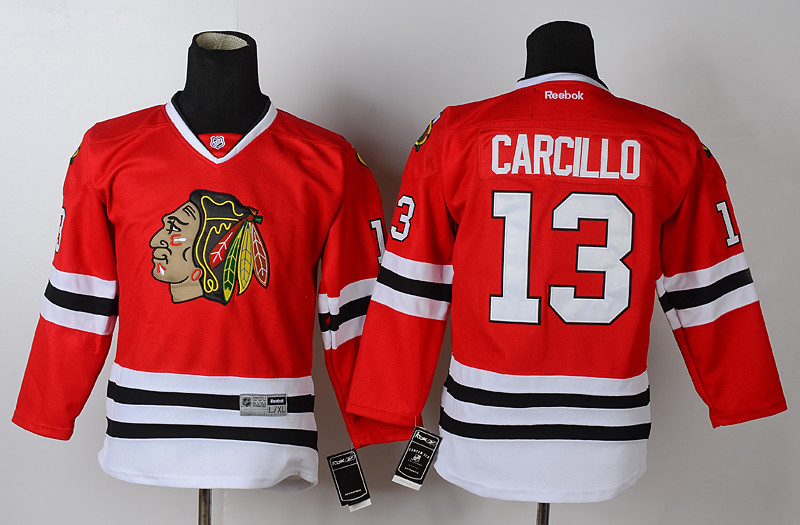 Kids Chicago Blackhawks #13 Carcillo White Jersey