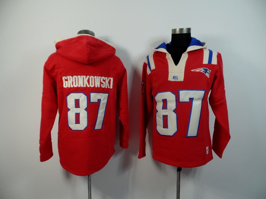 NFL New England Patriots #87 Gronkowski Red Hoodie