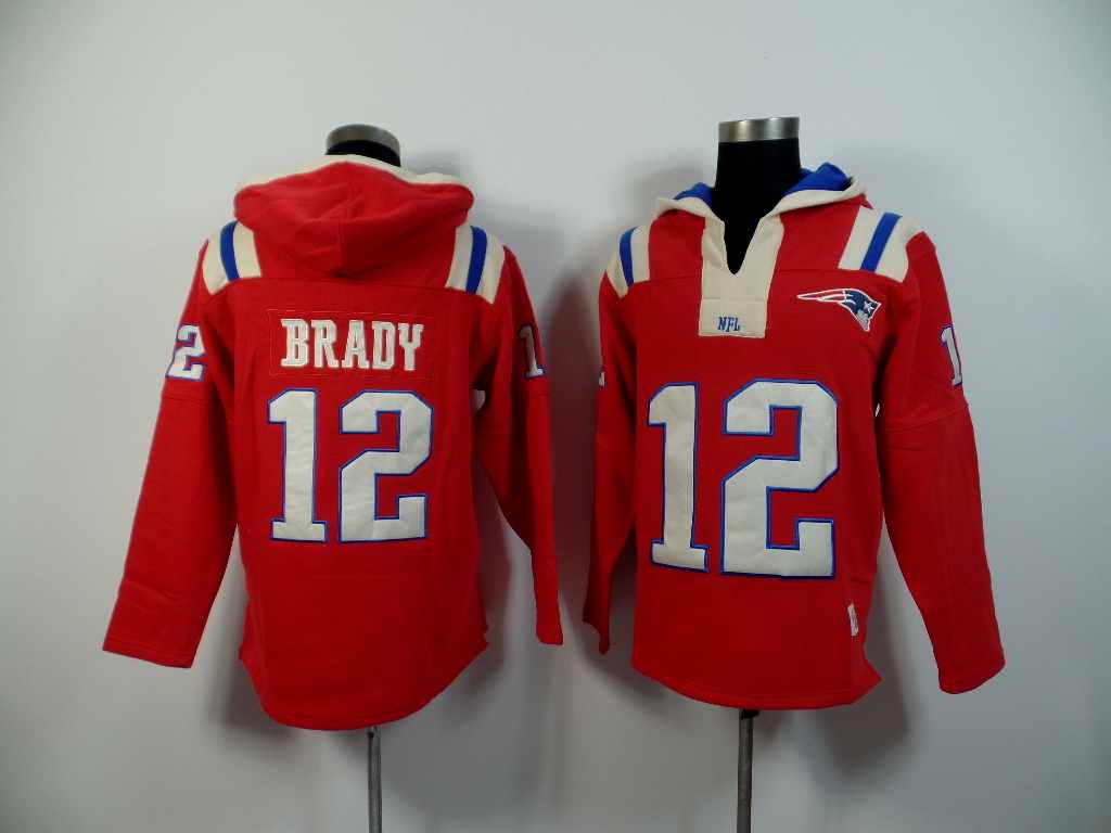 NFL New England Patriots #12 Brady Red Hoodie