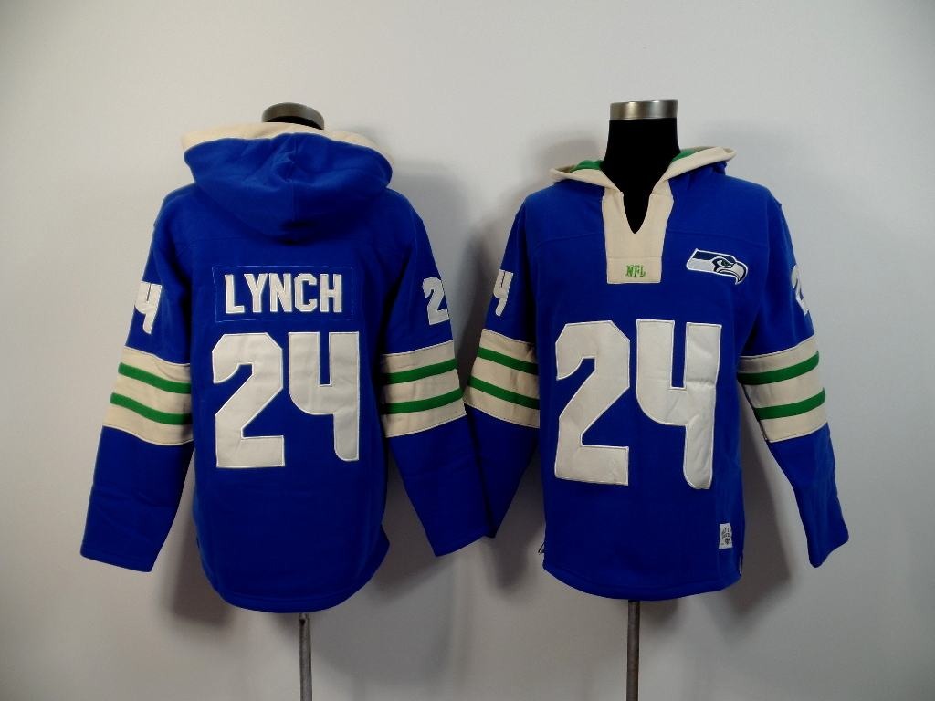 NFL Seattle Seahawks #24 Lynch Blue Hoodie