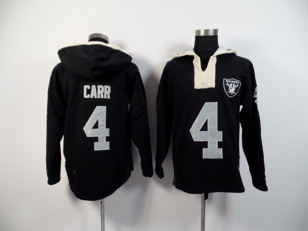 NFL Oakland Raiders #4 Carr Black Hoodie