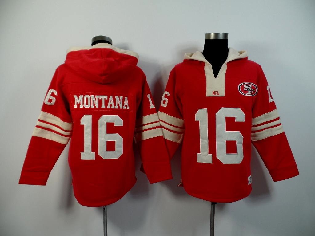 NFL San Francisco 49ers #16 Montana Red Hoodie
