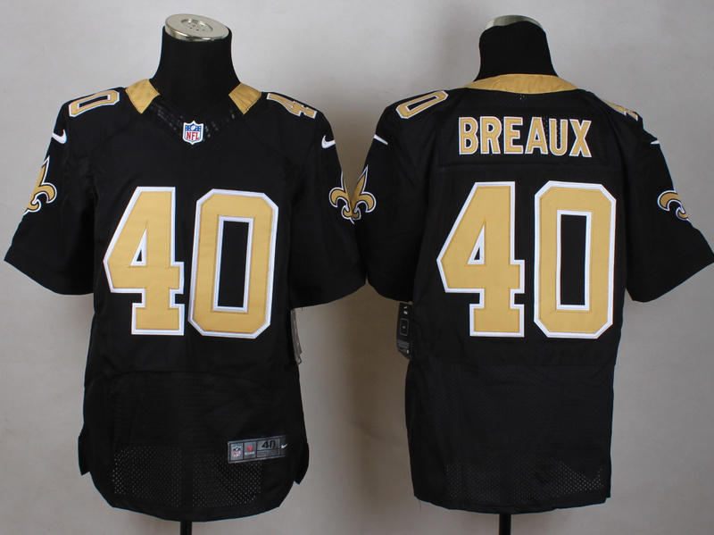 Nike New Orleans Saints #40 Breaux Black Elite Jersey