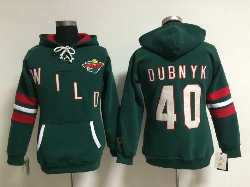 Women NHL Minnesota Wild #40 Dubnyk Green Hoodie