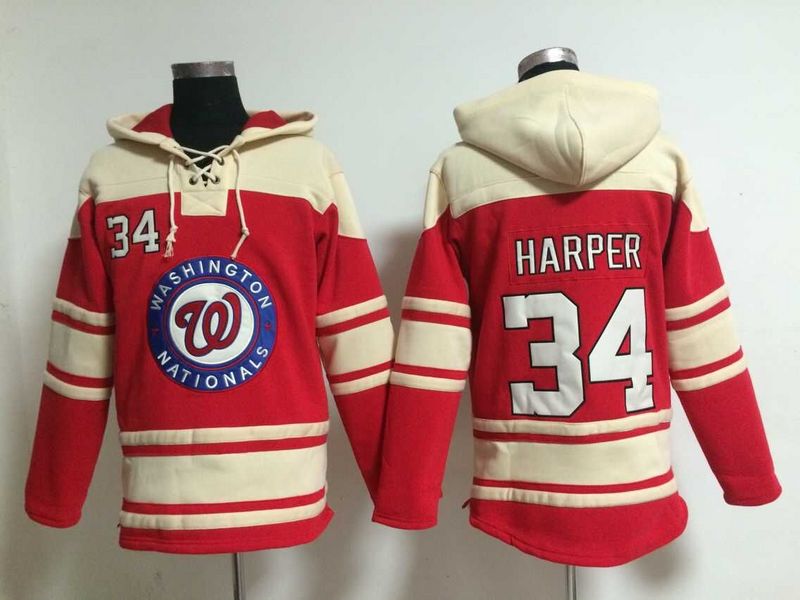 MLB Washington Nationals #34 Harper Red Hoodie
