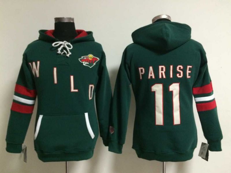 Women NHL Minnesota Wild #11 Parise Green Hoodie