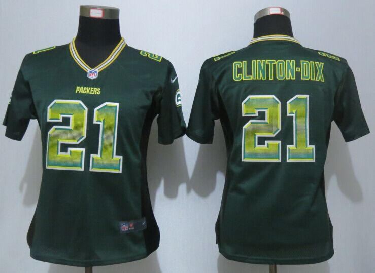 Women New Nike Green Bay Packers 21 Clinton-Dix Green Strobe Elite Jersey 