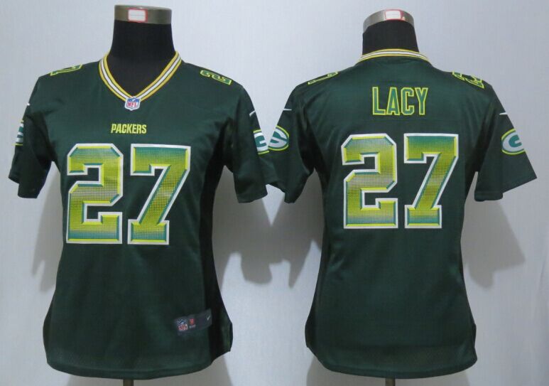 Women New Nike Green Bay Packers 27 Lacy Green Strobe Elite Jersey 