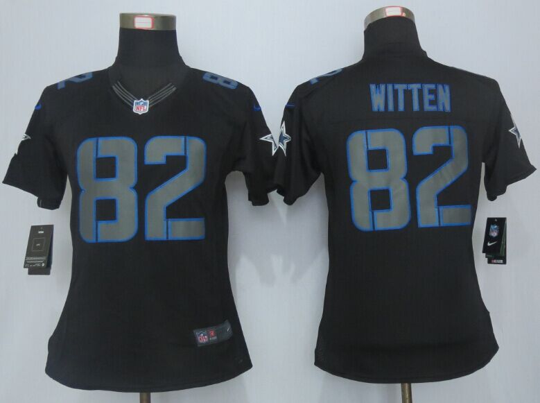 Women New Nike Dallas cowboys 82 Witten Impact Limited Black Jerseys