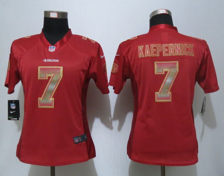 Women New Nike San Francisco 49ers 7 Kaepernick Red Strobe Elite Jersey 