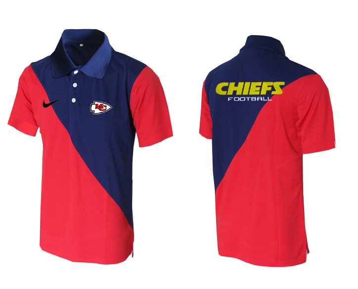 NFL Kansas City Chiefs Red Blue Polo Shirt