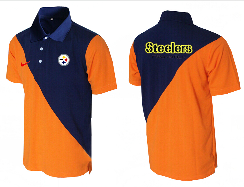 NFL Pittsburgh Steelers Blue Orange Polo Shirt