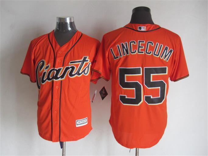 MLB San Francisco Giants #55 Lincecum Orange Majestic Jersey