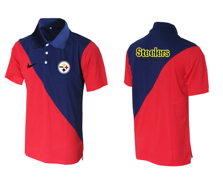 NFL Pittsburgh Steelers Blue Red Polo Shirt