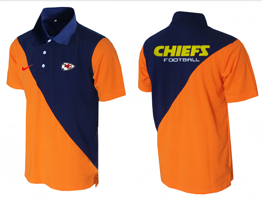 NFL Kansas City Chiefs Orange Blue Polo Shirt