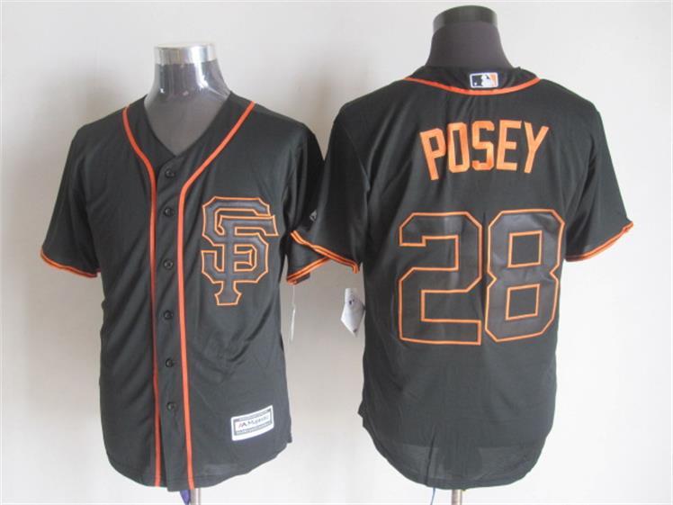 MLB San Francisco Giants #28 Posey Black Majestic Jersey