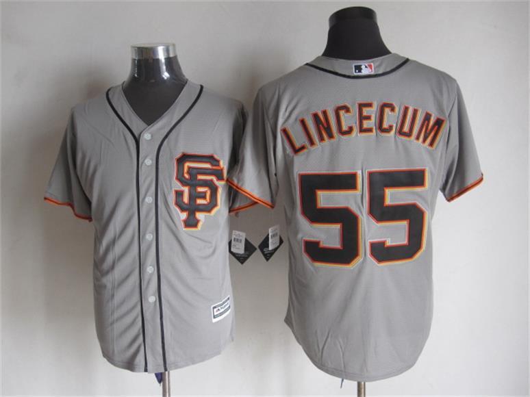MLB San Francisco Giants #55 Lincecum Grey Majestic Jersey