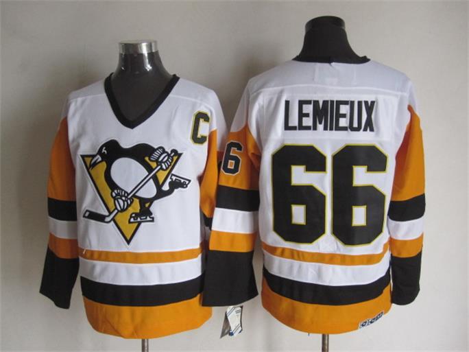 NHL Pittsburgh Penguins #66 Lemieux White Jersey with C Patch