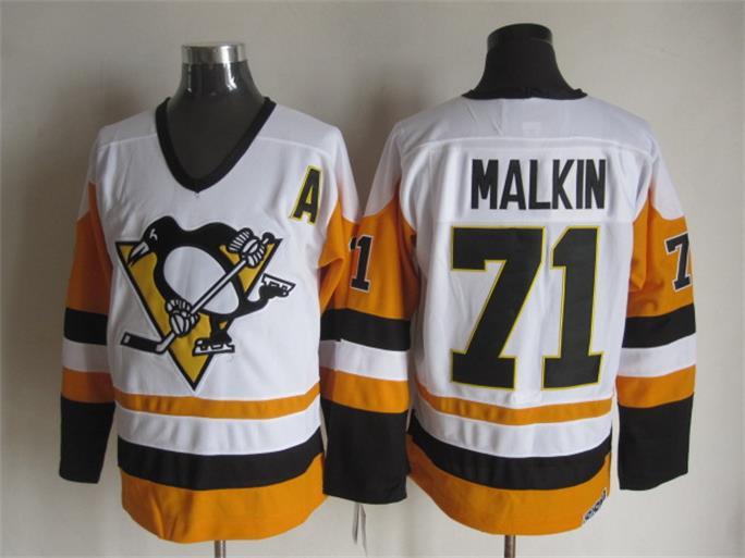 NHL Pittsburgh Penguins #71 Malkin White Jersey with A Patch
