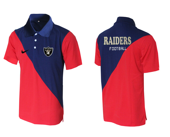 NFL Oakland Raiders Blue Red Polo Shirt