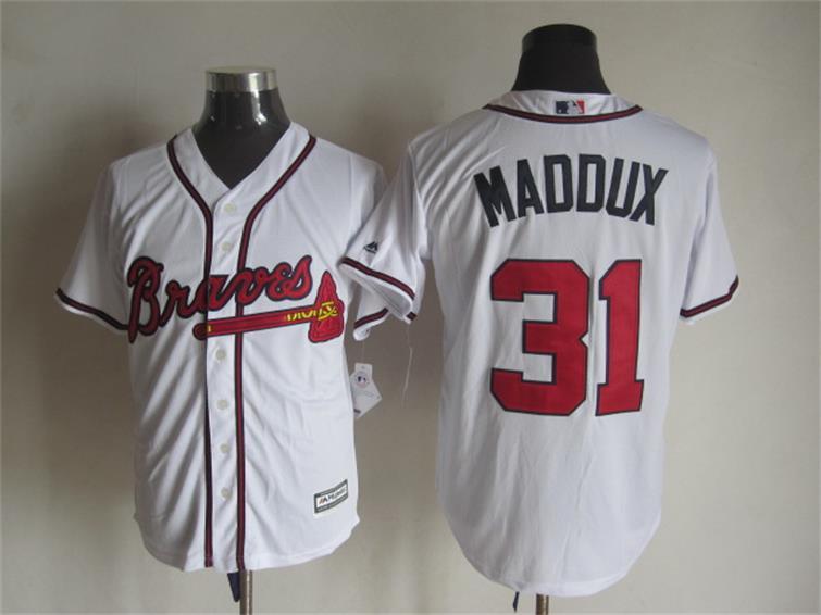 MLB Atlanta Braves #31 Maddux White Majestic Jersey