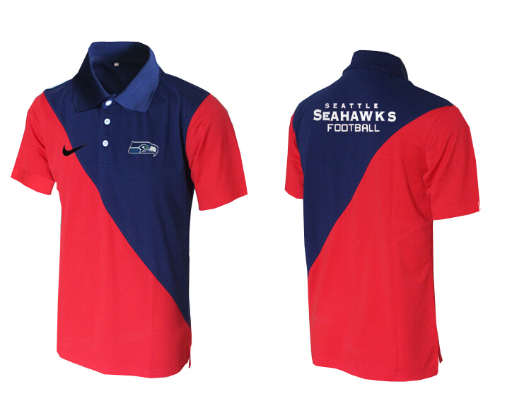 NFL Seattle Seahawks Blue Red Polo Shirt