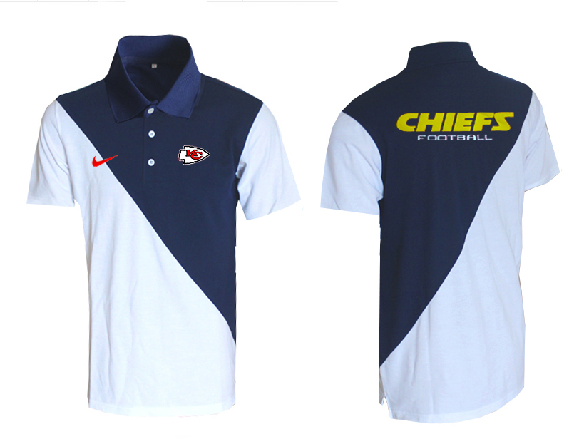 NFL Kansas City Chiefs White Blue Polo Shirt