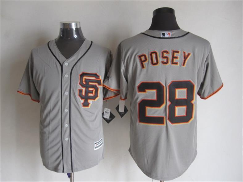 MLB San Francisco Giants #28 Posey Grey Majestic Jersey
