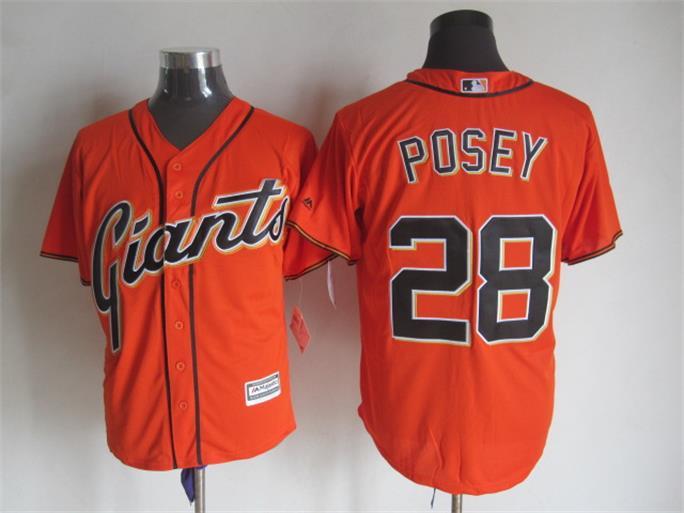 MLB San Francisco Giants #28 Posey Orange Majestic Jersey