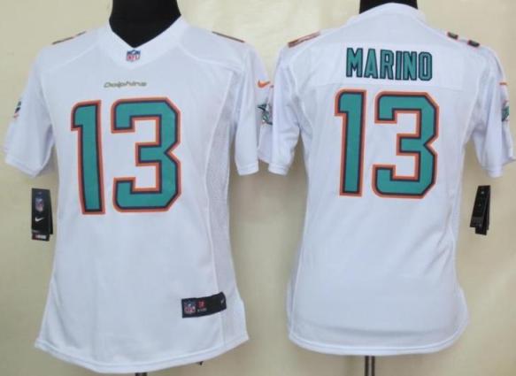 Womens Miami Dolphins #13 Marino White Jersey