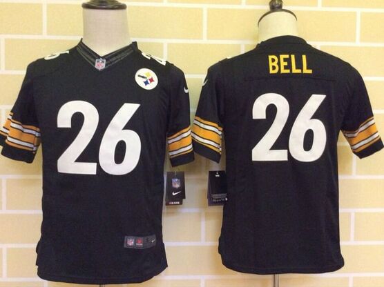 Kids Pittsburgh Steelers #26 Bell Black Jersey