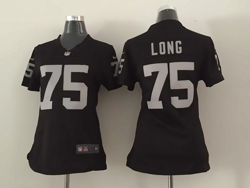 Nike Oakland Raiders #75 Long Black Women Jersey