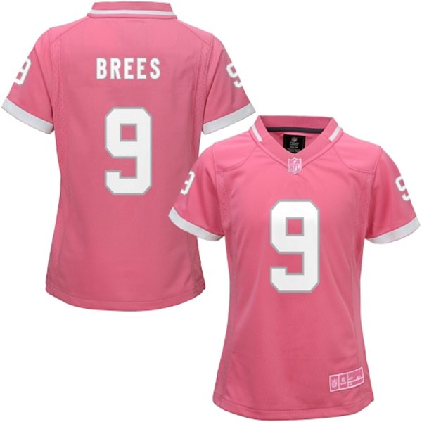 Womens NFL New Orleans Saints #9 Brees Pink Bubble Gum Jersey