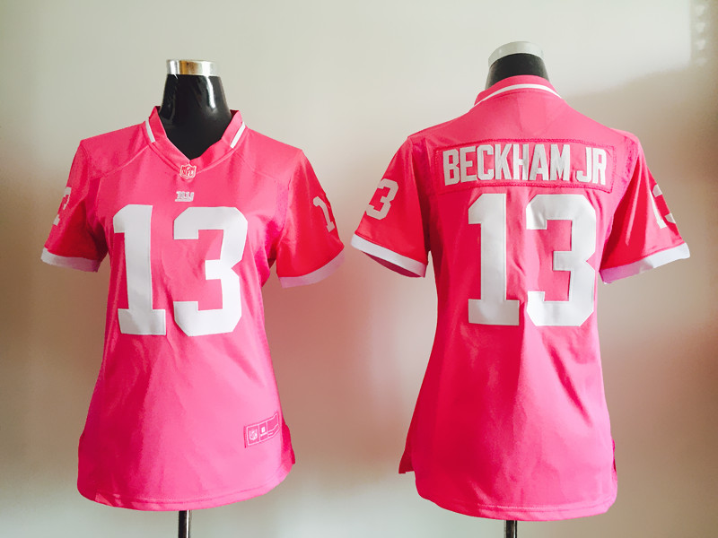 Womens NFL New York Giants #13 Beckham JR Pink Bubble Gum Jersey