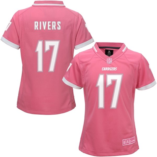 Womens NFL San Diego Chargers #17 Rivers Pink Bubble Gum Jersey