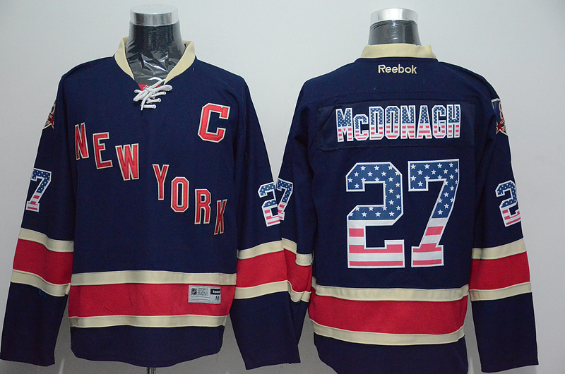 NHL New York Rangers #27 McDonagh Blue Jersey with C Patch